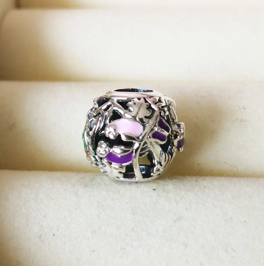 

925 Sterling Silver Birds in Tree Charm Bead Fits All European Pandora Jewelry Bracelets Necklaces