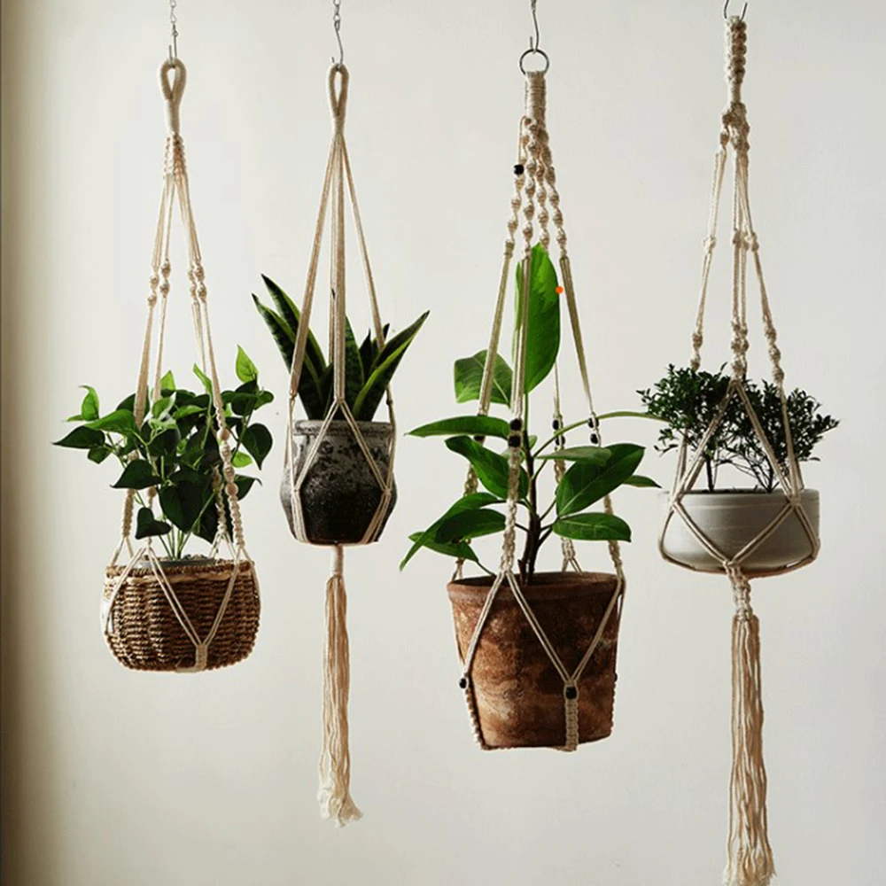 

New arrival handmade macrame pot hanging indoor pot holder for garden balcony