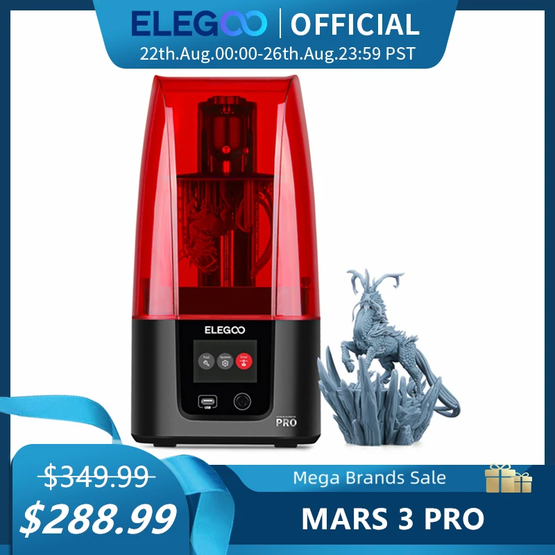 3D-принтер ELEGOO MARS 3 PRO MSLA, УФ фотоотверждение, ЖК-дисплей, 3D-принтер с 6,66 дюймовым монохромным ЖК-дисплеем Untrla 4K, размер печати 143 × 89 × 175 мм