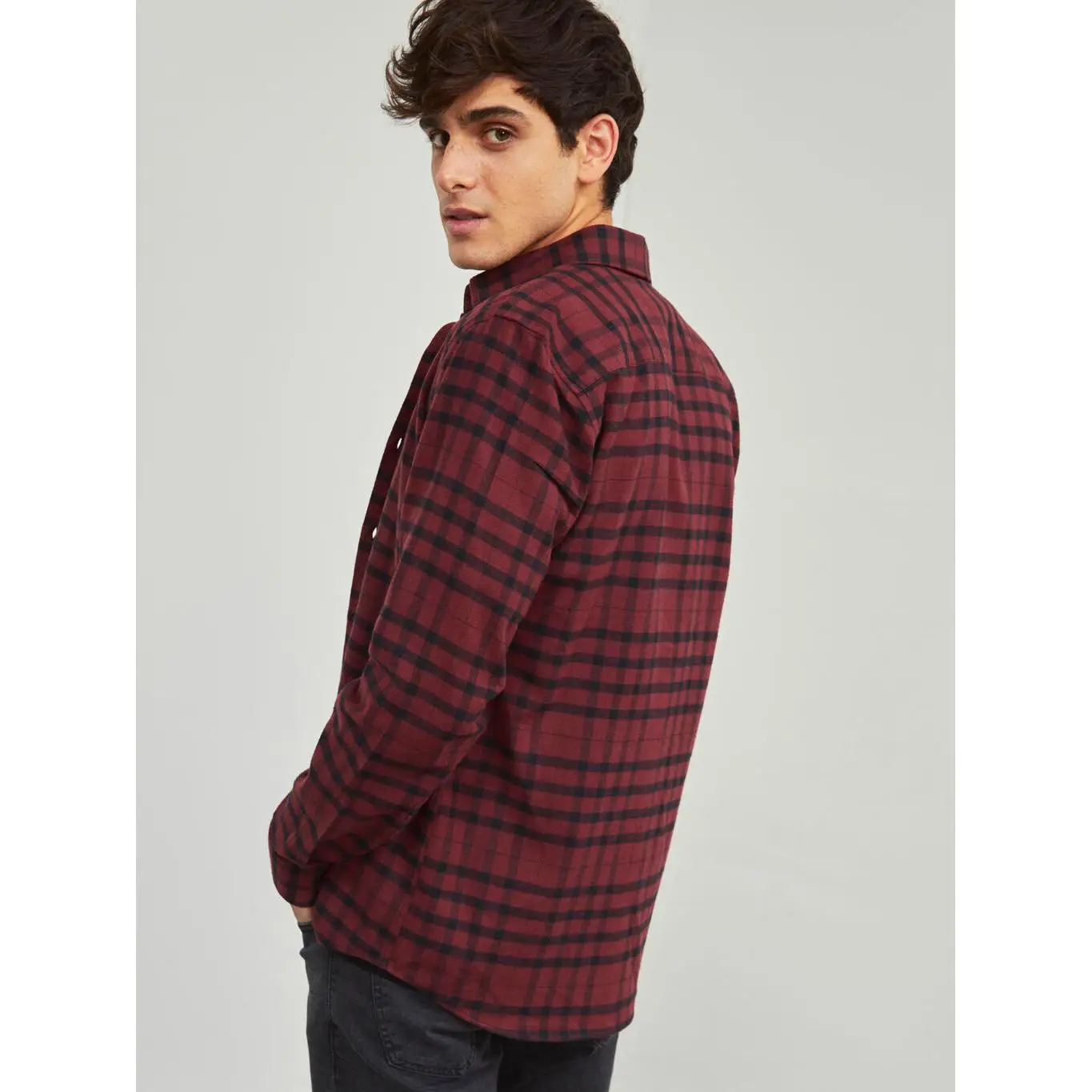 Приталенная клетчатая фланелевая рубашка XSIDE с длинным рукавом Lumberjack бордового