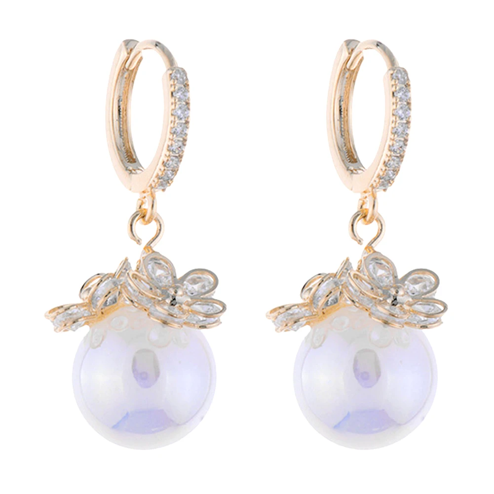 

Zircon Flower Pearl Earring Colorful Niche High-end Earrings Sweet Elegant Ear Buckle Dangle Drop Earrings Luxuriou Jewelry