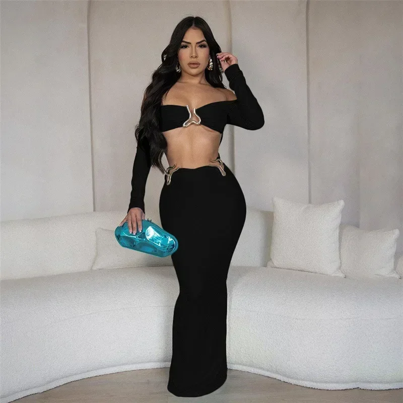 Ueteey комплекты юбок из двух предметов осенние наряды для женщин укороченный топ с