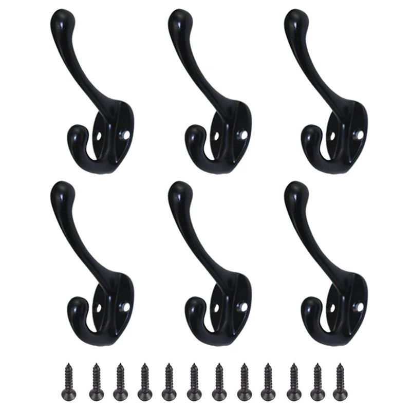 

6pcs Clothes Hanger Hook Home Storage Hanger Wall Hooks for Key Hat Bag Bathroom Towel Hook Kitchen Bedroom Wall Hook Rack