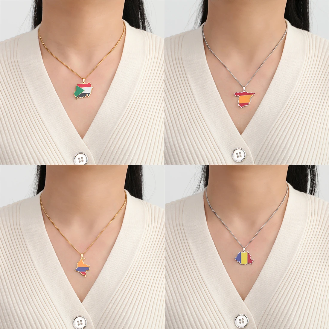 Ожерелье EUEAVAN с изображением национальной карты Судана Аргентины поля Колумбии