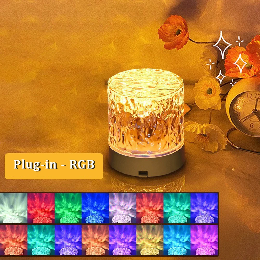 

Water Ripple Night Light With Memory Function 16 Colors Available Crystal Table Lamp For Bedroom Bedside Game Room Gift