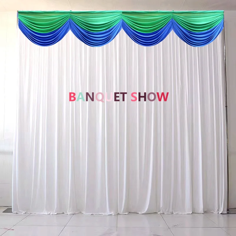 

New Design Ice Silk Backdrop Curtain Include Top Mix Color Swag Drapery Stage Background Photo Booth Event Party Decorations