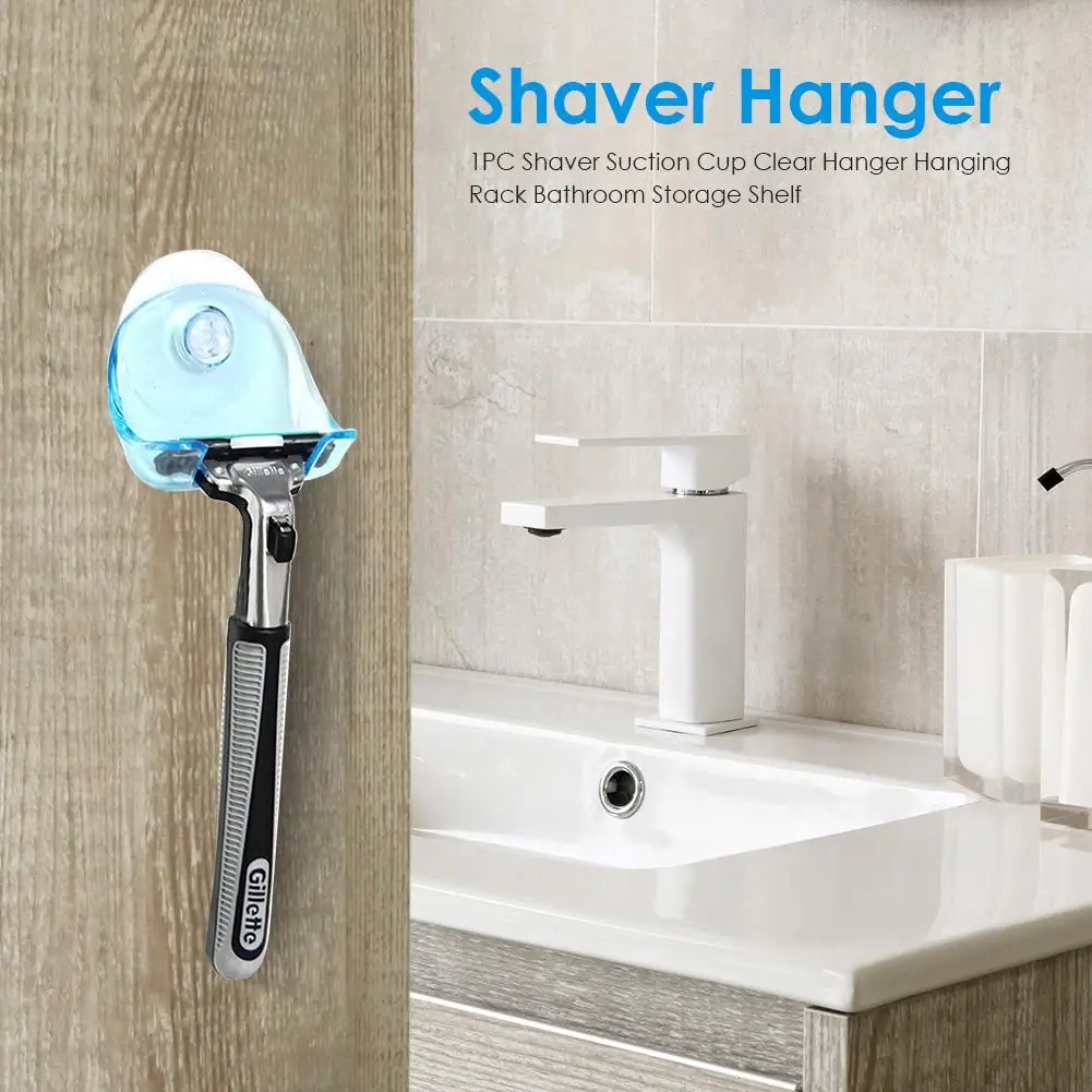 

1Pcs Plastic Shaver Hanging Rack Clear Storage Shelf Sucker Suction Cup Razor Holder Organizer Bathroom Products