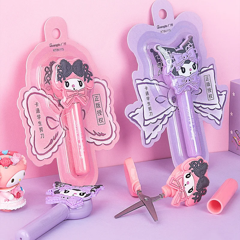 

Sanrio Kuromi My Melody Творческий аниме портативный «сделай сам» открывающийся ящик безопасные ножницы канцелярские принадлежности мини-ножницы для студентов подарки для девушек