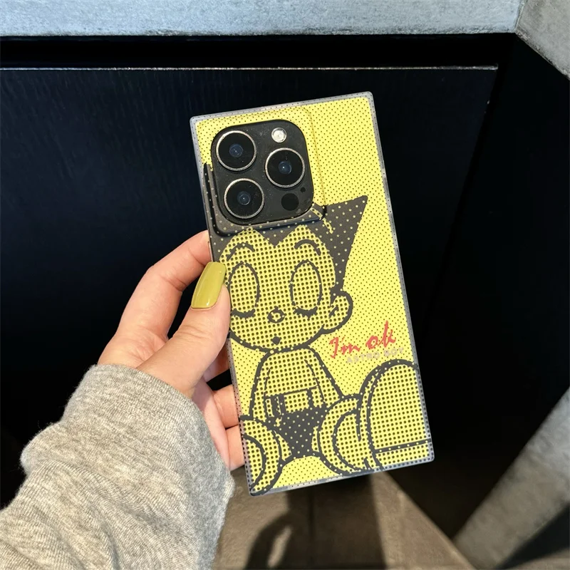 Японский чехол для телефона Astro Boy A-Astroboy iPhone 16 15 14 13 12 Pro Max роскошная квадратная