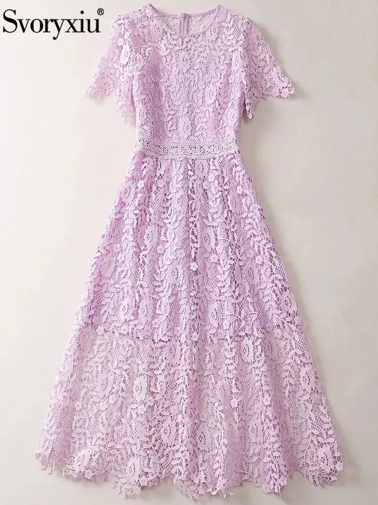

Женское кружевное платье Svoryxiu, фиолетовое облегающее платье средней длины с короткими рукавами и высокой талией в винтажном стиле на лето 2019
