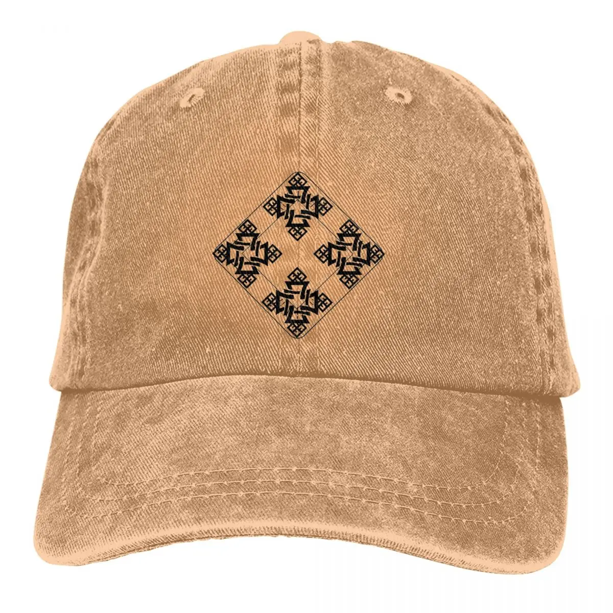 

Washed Men's Baseball Cap Black Design Trucker Snapback Caps Dad Hat Ethiopian Cross Golf Hats