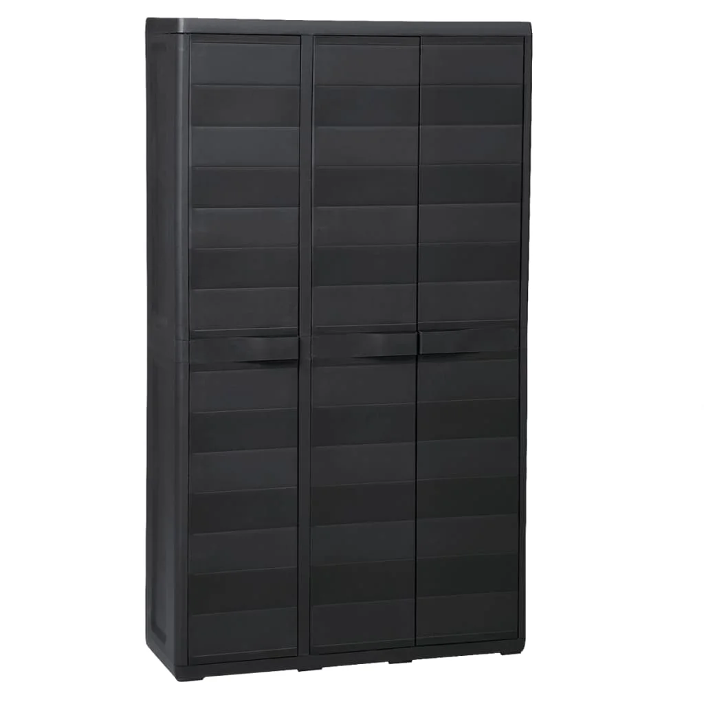 

Outdoor Patio Locker Locking Large Storage Cabinets Home with 4 Shelves Black