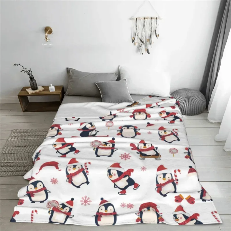 

Cute Cartoon Penguin Blankets Fleece Textile Decor Animal Multi-Function Ultra-Soft Throw Blanket For Sofa Couch Rug Piece