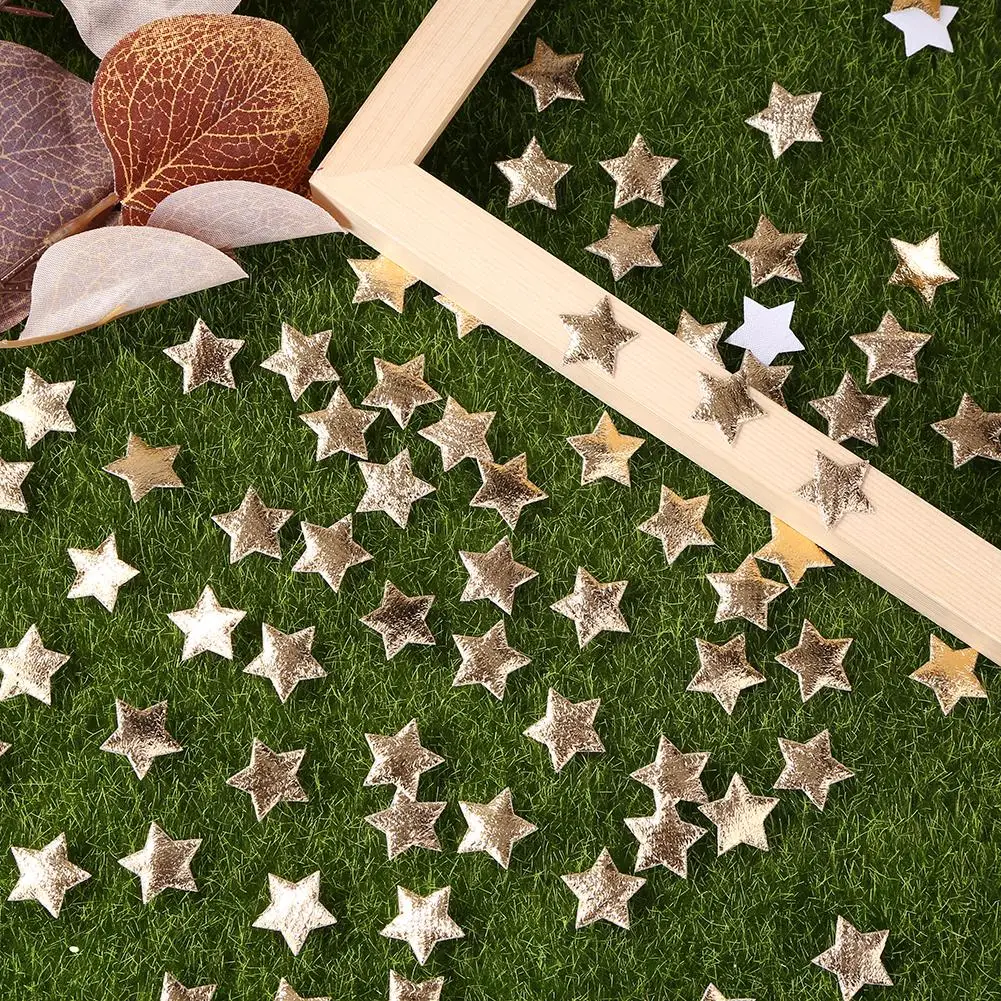 

200pcs Star Shaped Confetti Gold Silver Fabric Pentagram Christmas Tree Pendants for DIY Kid Sewing Festive Party Decoration