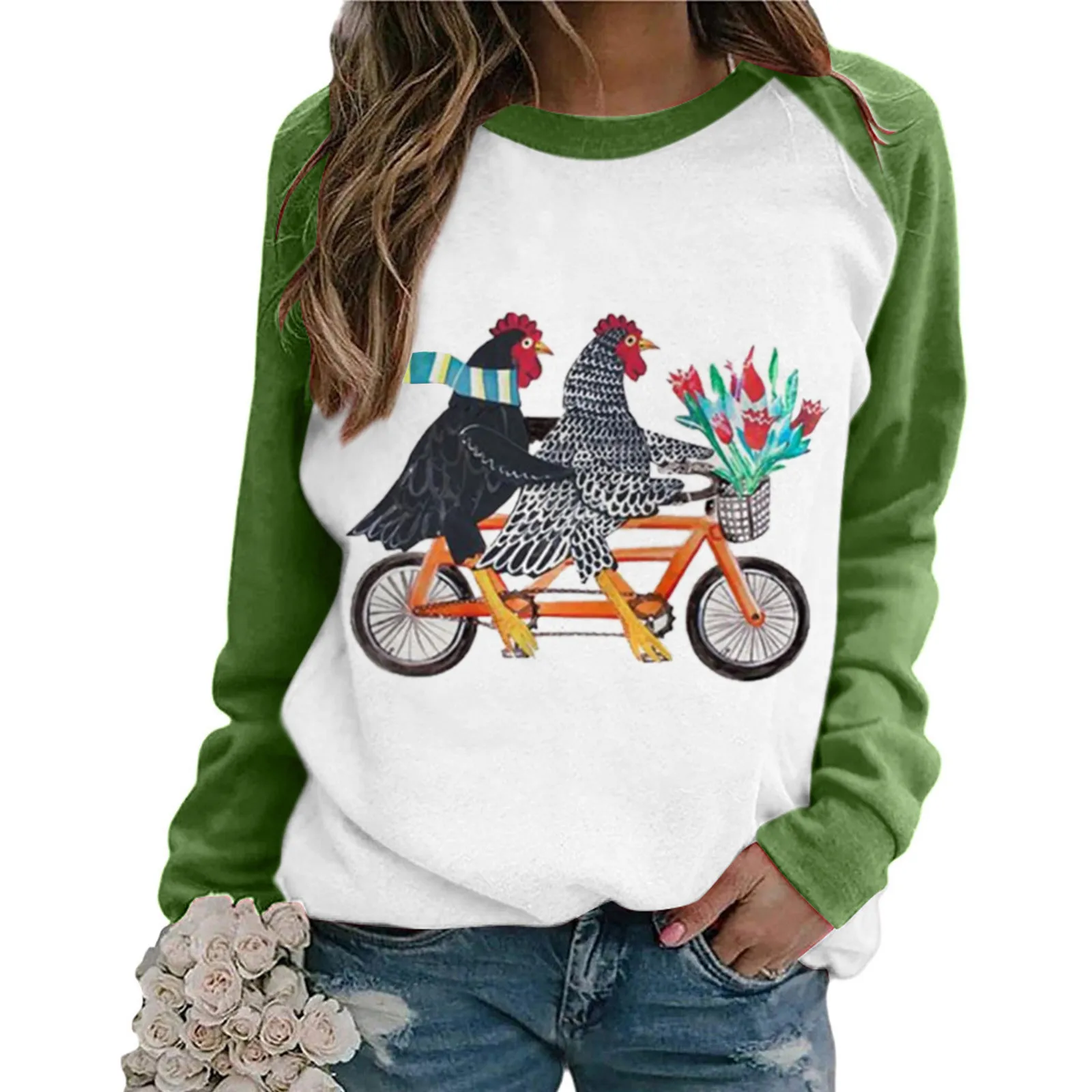 

Loose Pullovers For Women Casual Cartoon Printing Sweatshirts Top Fashion O-neck Long Sleeve Sweatshirt Tops sudadera mujer#1
