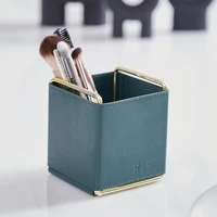 metal and pu leather multipurpose makeup brush organizer sundries storage box cosmetic display case makeup organizer box