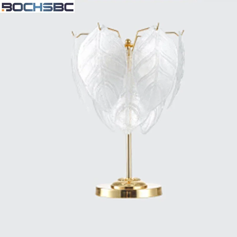 Настольная лампа SGROW с железными стеклянными листьями Современный теплый