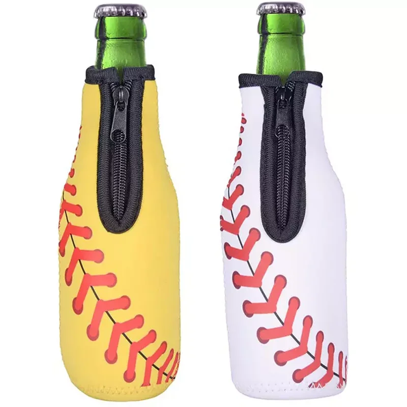 Single Sublimation Blank White Insulated Neoprene Beer Cover Bottle Cooler Sleeve With Zipper Thick Home Bar for Diy Logo images - 6
