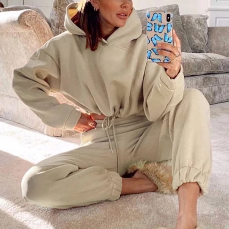 Модный уличный Новый однотонный Укороченный свитшот на шнуровке спортивный