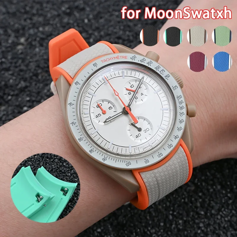 Фото Новый силиконовый ремешок для Omega X Swatch Joint MoonSwatch 20 мм, быстросъемный изогнутый конец, ремешок для часов, браслет для Rolex Seamaster 300 №1