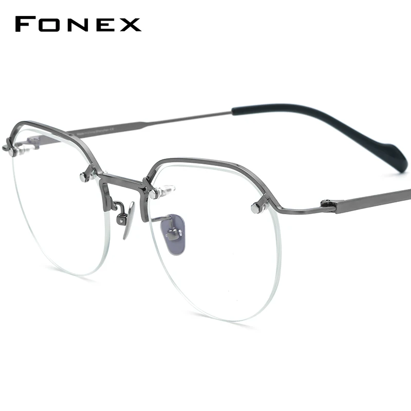 FONEX Pure Titanium Glasses Women Vintage Square Prescription Eyeglasses Men Myopia Optical Spectacles Eyewear BYY0041