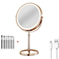rechargeable 8 lighted makeup mirror 10x magnifying vanity mirrors with led lights double sided cosmetic mirror touch control