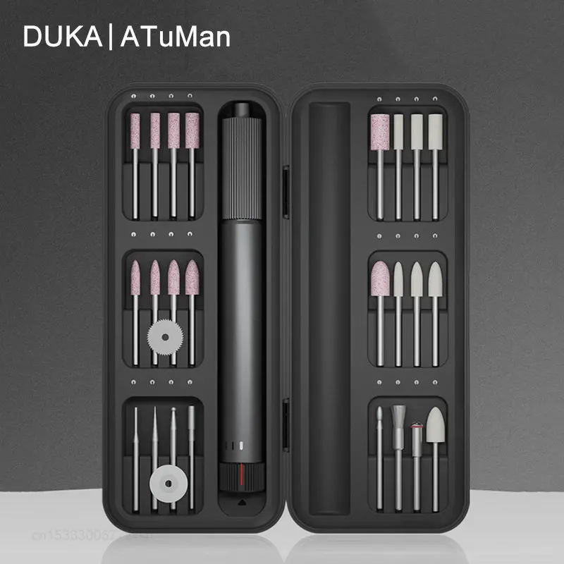 

Электрическая мини-дрель DUKA ATuMan, ручка для резьбы с переменной скоростью, Вращающийся набор инструментов, гравер, ручка для шлифовки, полировки, угловой шлифовальный станок