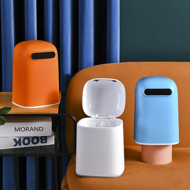 

Light Luxury Style Flip-Top Mini Garbage Storage Bucket Household Living Room Flip-Top Sanitary Bucket Office Small Paper Basket