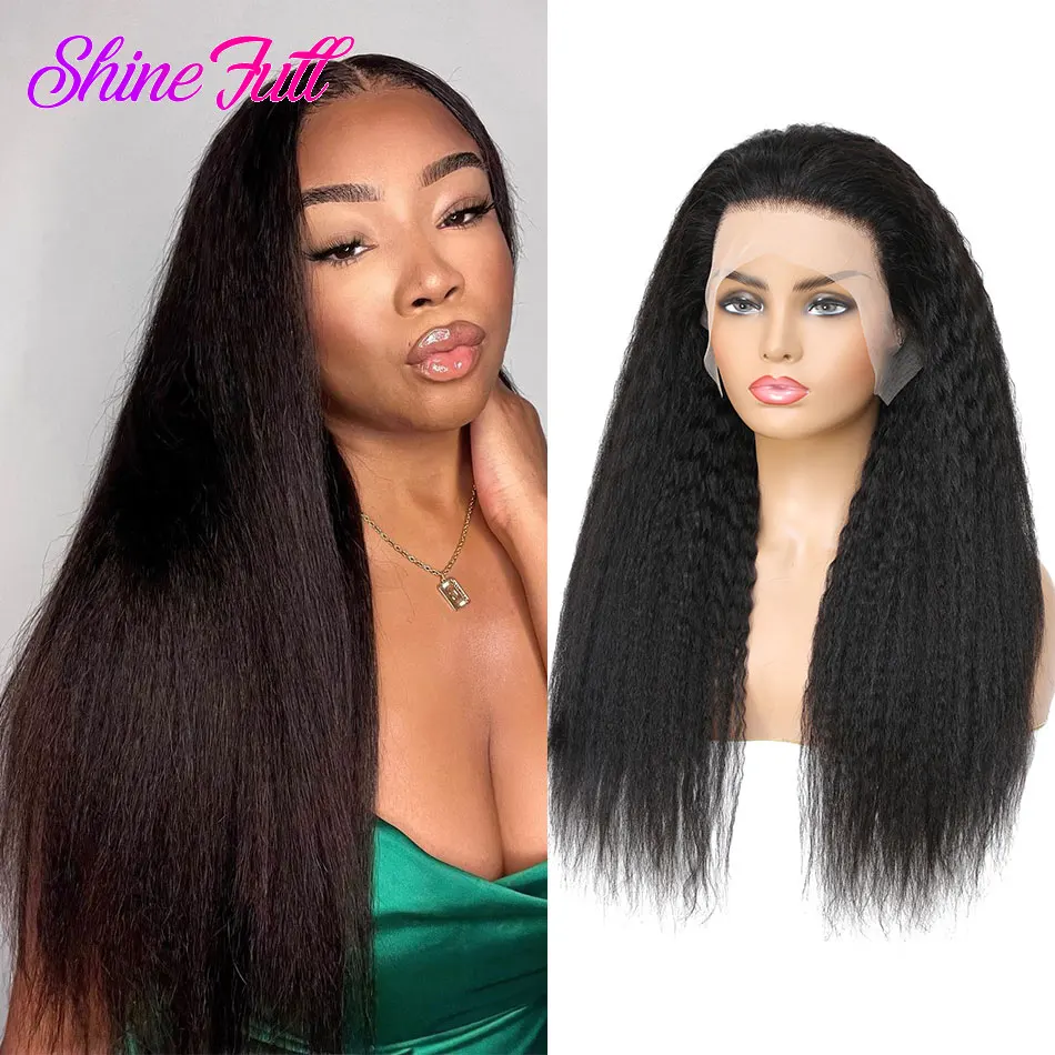 

Remy hair Kinky Straight 13x4/13x6 Hd Transparent Lace Front Wig Malaysian Lace Frontal Wigs Human hair For Women 250Density