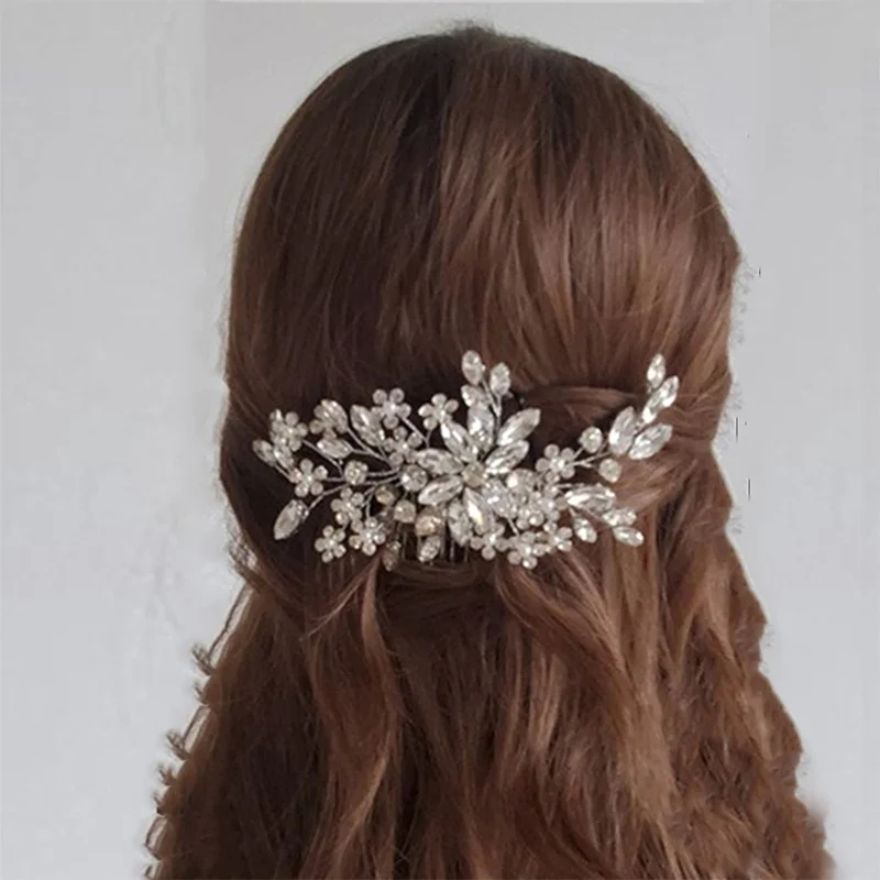 

Модная свадебная расческа для волос с кристаллами, аксессуары для волос для женщин, элегантная тиара с цветком невесты, корона, подарок на день рождения, ювелирные изделия