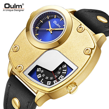 Watch For Men Oulm Top Brand Luxury Fashion Military Two Time Zone Wristwatch Male Quartz Clock Mens Sport Watches Reloj Hombre-37322