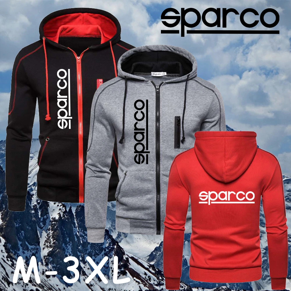 

Мужская толстовка с капюшоном и принтом Sparco, верхняя одежда, спортивные толстовки на молнии, приталенная куртка с капюшоном на молнии, повсе...