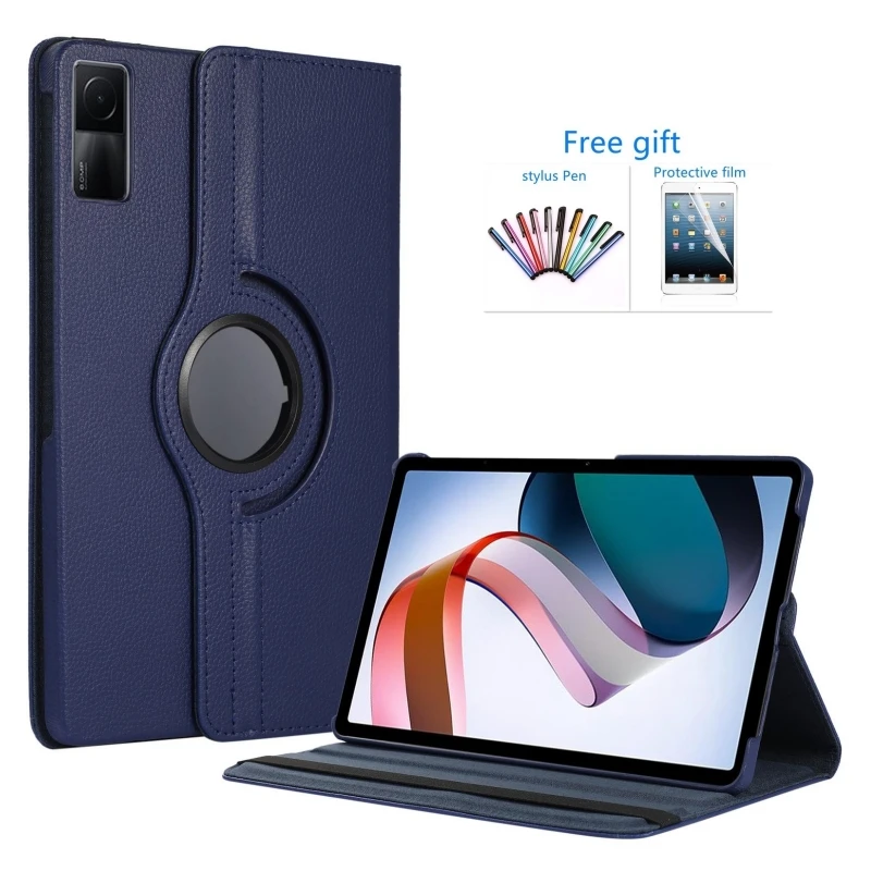 For Xiaomi RedMi Pad 10.6 2022 Case 360 Rotating Folio Flip Stand PU Leather Cover For Redmi Pad 10.61 inch Tablet Case+Film+Pen