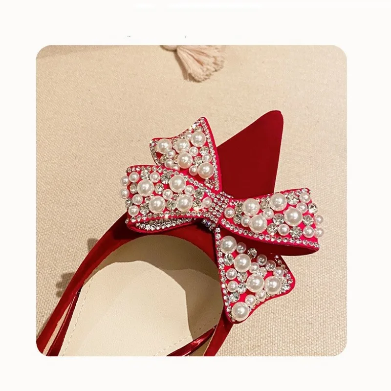 Luxury Women's High Heels Fashion Sexy Wedding Shoes Pearl Shining High Heels High Quality Pumps Comfort Wedding Shoes