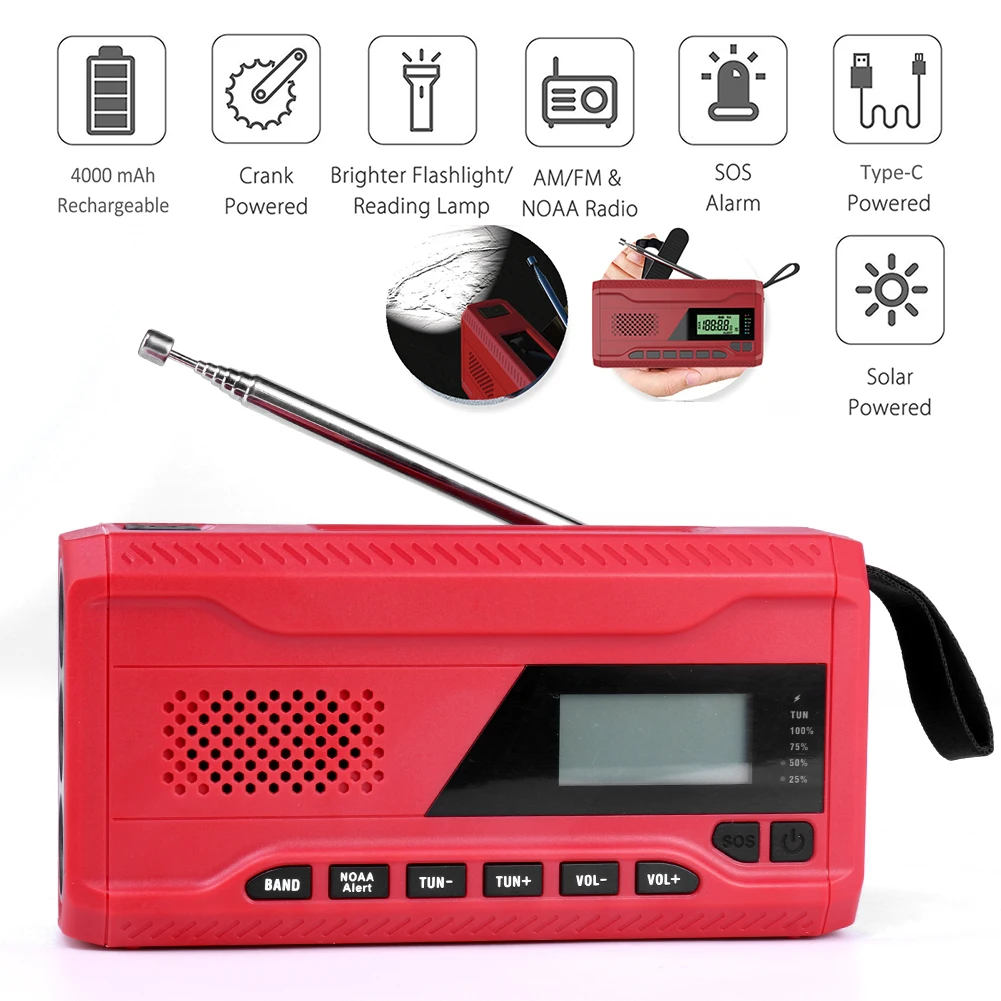 DAB/FM на солнечных батареях портативное радио Bluetooth 5 0 радиоприемник для