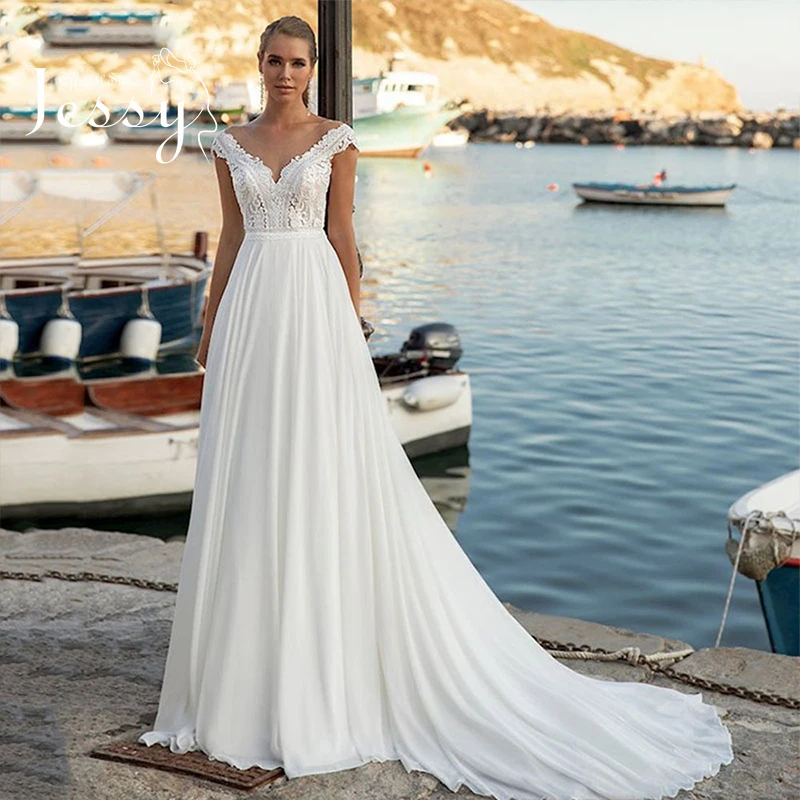 

Elegant Wedding Dress Organza With Embroidery A-line Floor Length Train Ball Gown O-neck Corset Sleeveless Bridal Gowns Button