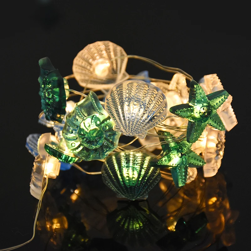

2M Ocean Theme Party Led String Lights Decoration Seahorse Shell Conch Fairy Garland Lights Birthday Party Home Decor Kids Favor