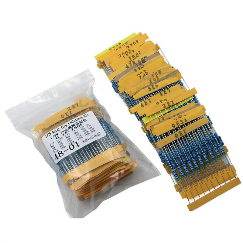 30 Types Values* Each 10PCS  300PCS  Resistor Kit  1/2W  0.1R-750R 1R 10R 100R With Metal Film Resistors Assortment