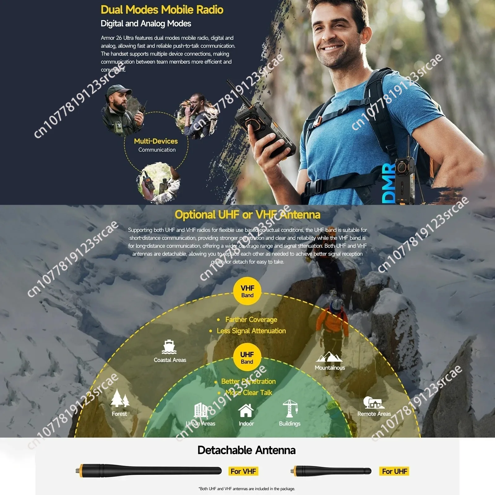 Фото Лидер продаж 2025 года для мобильных телефонов Ulefone Armor 26 Ultra Walkie Talkie 5G 3g и 4g 6,78 дюйма 5ge24 ГБ 512 ГБ №4