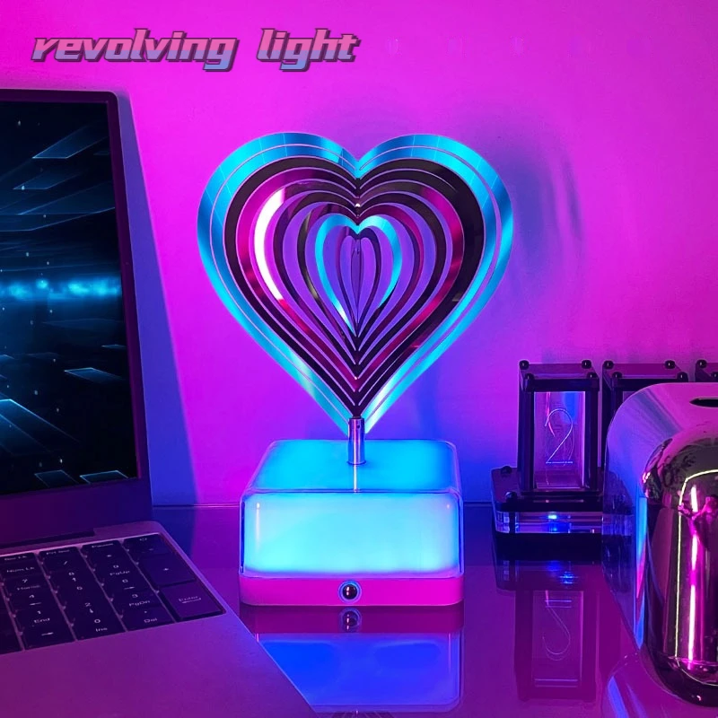 

3D Rotating Fantasy Night Light Desktop Lamp Decorative Ornaments LED Rechargeable Bedside Neon Ambient Light Holiday Gift