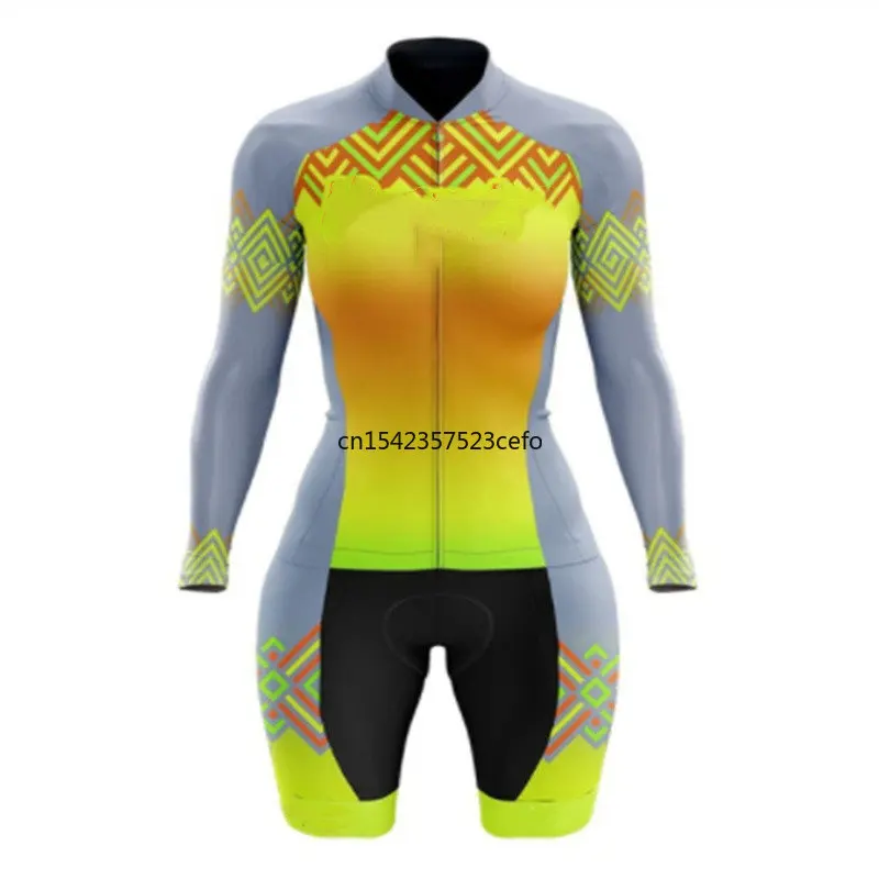 

Осень 2023, новый дизайн велосипедной одежды Trisuit, велосипедные Трикотажные изделия, женские комбинезоны для триатлона с длинным рукавом, профессиональная велосипедная одежда, комбинезоны