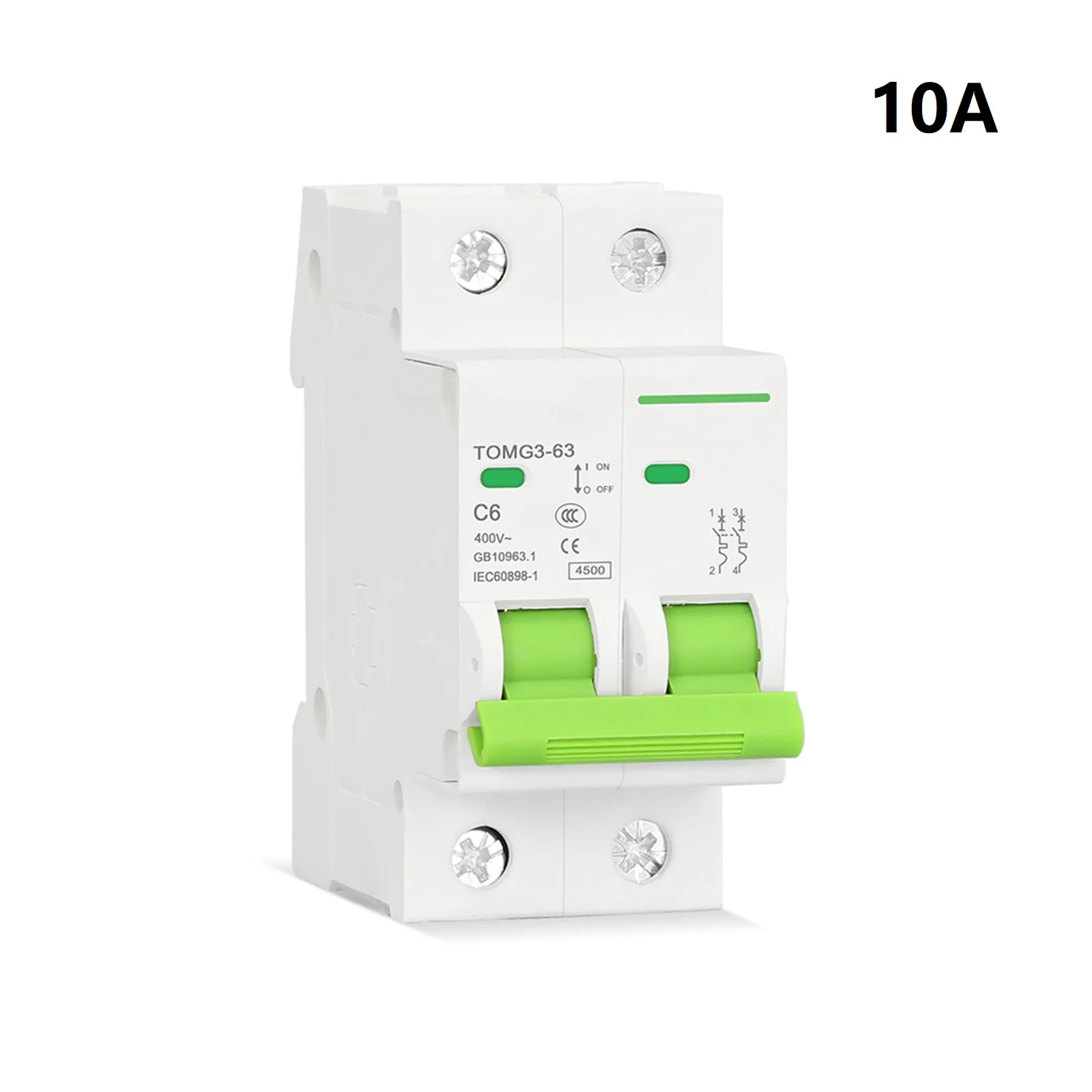 

2P Miniature Circuit Breaker 400V Thermal Magnetic Release DIN Rail Mount AC Isolator Switch 10A-63A Circuit Breaker