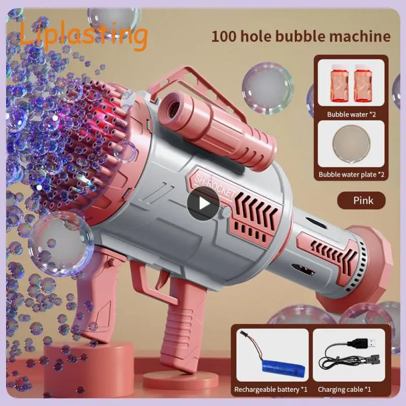 

Bubble Toys Rechargeable Funny Bubble Machine Portable Creative 100 Holes Automatic Blower Colorful Soap Bubble Game Bubble Gun