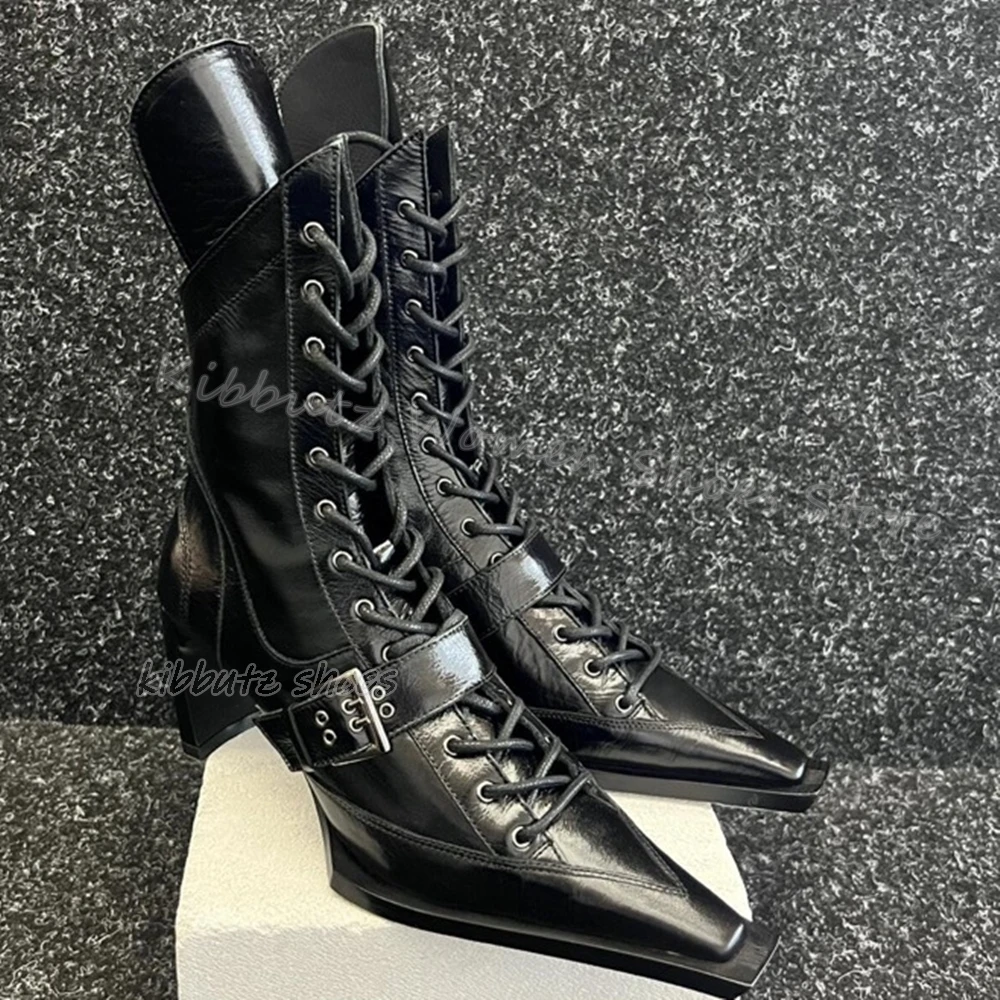 Винтажные ковбойские ботильоны из натуральной кожи на шнуровке элегантная