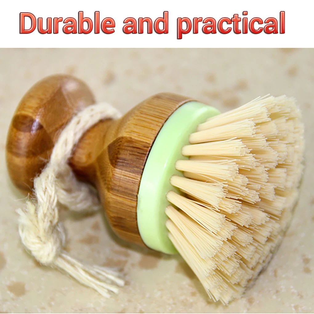 

Washing Brush Kitchen Bamboo Dishwashing Dish Scrub Tool Scrubber for Stovetop Pot Sink Utensil