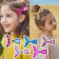 2022 cute mermaid hairpins hair clips for baby girls children sequins barrettes pins metal hairgrip hair accessories clamp