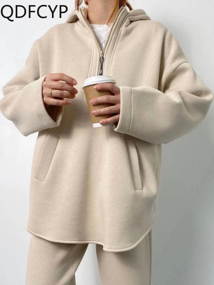 

Autumn New Women's Pant Sets Hot Selling Fashion Zipper Hooded Clothing Casual Harem Korean Pants Set Two Piece Women Set 2023