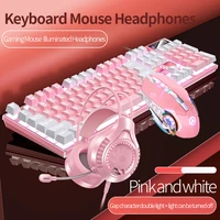 fashion business gaming keyboard mouse usb wired rgb backlight keyboard 3200dpi mechanical mouse surrounding headset gamer set