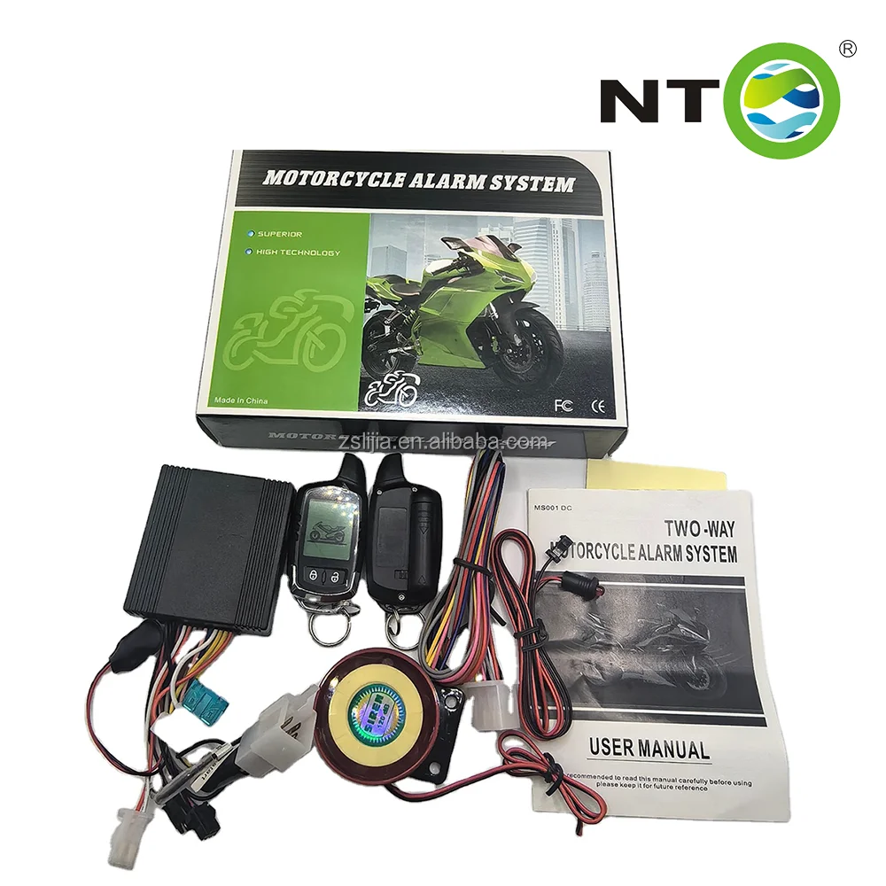 

NTO 2-сторонняя охранная сигнализация для мотоцикла, автомобильная умная система, беспроводной пульт дистанционного запуска двигателя, центральная блокировка, ЖК-дисплей, удаленный датчик удара