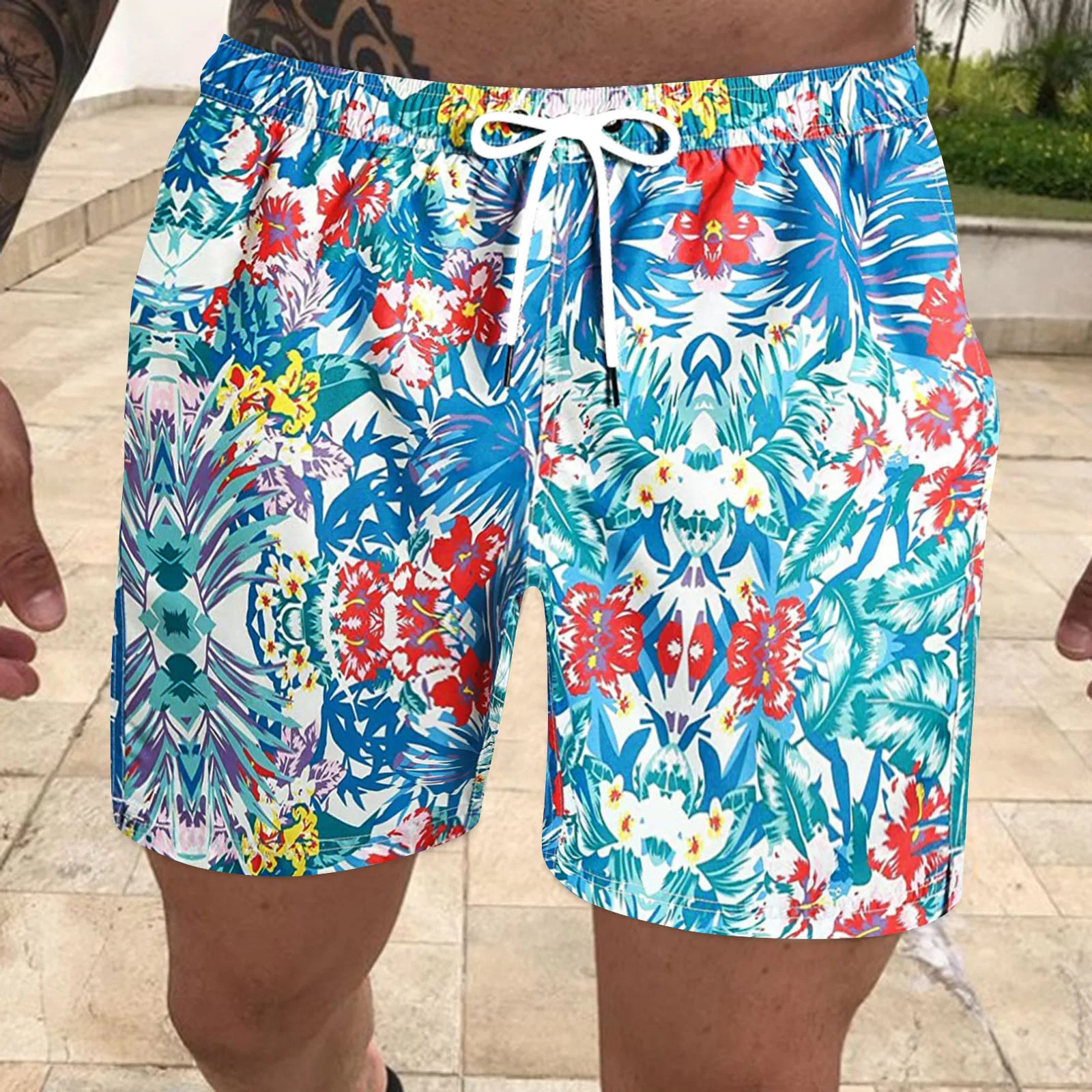 

Mens 6x Swim Trunks Summer Fitness Bodybuilding Beach Pants Casual Shorts Floral Board Shorts Men Swimming Compression Shorts